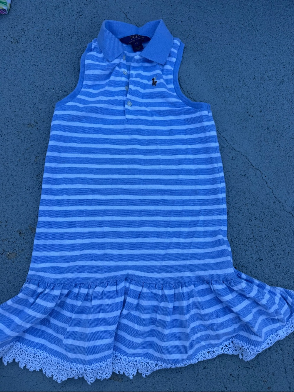 Polo by Ralph Lauren Blue & White Striped Sleeveless Polo Dress